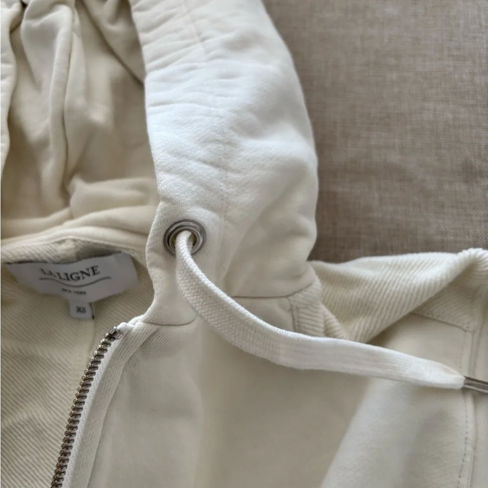 La Ligne Super Half Zip Hoodie Sweatshirt White Size XS